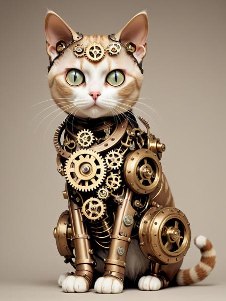 01295-1059870774-_lora_steampunkXL_0.7_ steampunk, no humans, gears, simple background, cat,.png